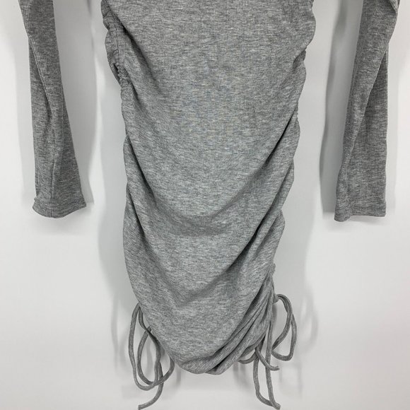 Shein Dress Gray Bodycon Mini Drawstring Side Long Sleeve - Picture 10 of 10